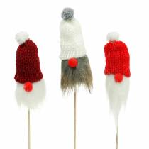 Artikel Gnome at klæbe med strikket hat rød, hvid, grå 11–13 cm L34–35,5 cm 12stk