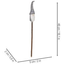 Artikel Dekorativ nissefigur med stribet hat på træpind, 46 cm, 6 stk.