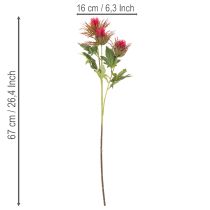 Artikel Kunstig rød tidselgren til dekoration, 67 cm, 3 stk.