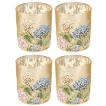 Artikel Dekorativ glaslanterne med blomsterdesign til stilfulde boligtilbehør, 8 cm, 4 stk.
