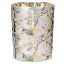 Artikel Glaslanterne med grendesign, guldfarvet inderside, 12 cm
