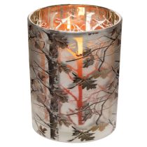 Artikel Glaslanterne med grendesign, guldfarvet inderside, 12 cm