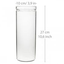 Blomstervase, glascylinder, glasvase rund Ø10cm H27cm