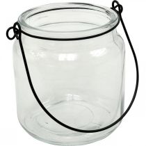 Lanterne glas hængelygte med håndtag Ø8cm H10,5cm