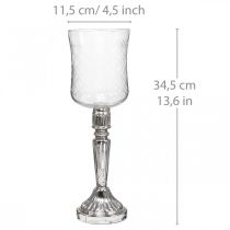 Artikel Lanterne glas lysglas antik look klar, sølv Ø11,5cm H34,5cm