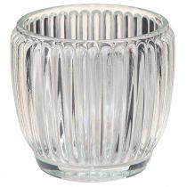 Artikel Lanterne lysglas med riller klar Ø7cm 6 stk