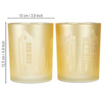 Artikel Lanterne glas sølv guld by silhuet H12,5 cm 4 stk