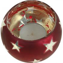 Artikel Lanterne glas fyrfadsglas med stjerner rød Ø9cm H7cm