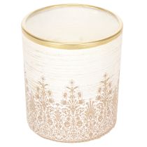 Artikel Glas fyrfadsstage med blomstermønster, Ø8 cm H9 cm, 2 stk.