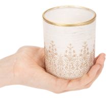 Artikel Glas fyrfadsstage med blomstermønster, Ø8 cm H9 cm, 2 stk.