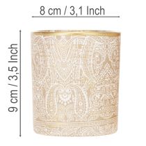 Artikel Glas fyrfadsstage med paisleymønster, Ø8 cm, H9 cm, 2 stk.