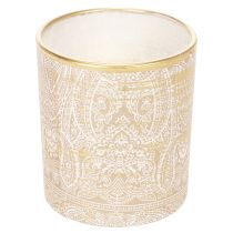 Artikel Glas fyrfadsstage med paisleymønster, Ø8 cm, H9 cm, 2 stk.