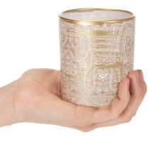 Artikel Glas fyrfadsstage med paisleymønster, Ø8 cm, H9 cm, 2 stk.