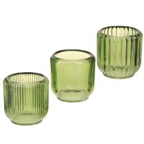 Artikel Lanterne Glas Fyrfadsstage Retro Grøn 8cm 6 Stk