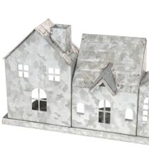 Artikel Dekorativ række af huse med fyrfadsstager, adventsdekoration, 68 cm