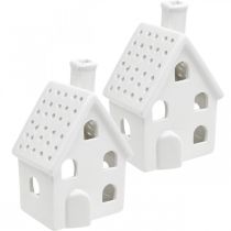 Artikel Lanternehus Keramik Lyshus Advent Hvid H14cm 2 stk