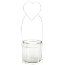 Artikel Lanternehjerte Hvid Lanterneholder Glas Ø12cm H30cm 2stk
