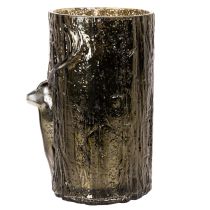 Artikel Glas fyrfadsstage med hjortehoved og trærelieffer, vinterdekoration, 26 cm