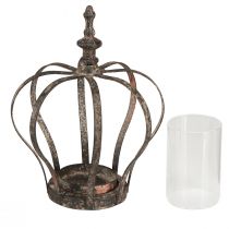 Artikel Lanterne Krone Brun Rust Med Stearinlys Glas Ø14cm H18cm
