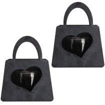 Artikel Lanterne Metal Dekorationspose med Hjerte Antracit H18cm 2stk