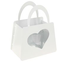 Artikel Lanterne metal dekorativ taske med hjerte hvid H18cm 2stk