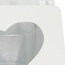 Artikel Lanterne metal dekorativ taske med hjerte hvid H18cm 2stk