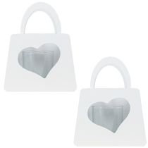 Artikel Lanterne metal dekorativ taske med hjerte hvid H18cm 2stk