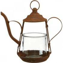 Lanterne metal glas tekande patina dekoration Ø15cm H26cm