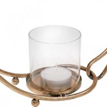 Artikel Lanterne metal lysestage gyldent glas Ø33cm