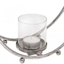 Artikel Lanterne metal lysestage sølv glas Ø33cm
