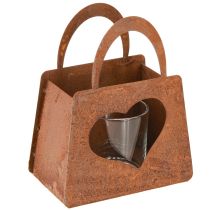 Artikel Lanterne metalpose rust med glasindsats H15cm 2 stk.