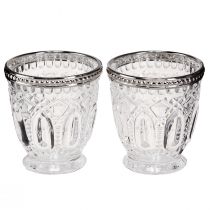 Artikel Vindlet retro glas med metalkant klar Ø7cm H8cm 6 stk