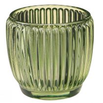 Artikel Lanterne fyrfadsstage glas grøn retro Ø7cm H7cm 6 stk