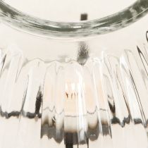 Artikel Lanterne fyrfadsstage glas metal klar sort Ø14,5cm