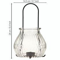 Artikel Lanterne fyrfadsstage glas metal klar sort Ø14,5cm