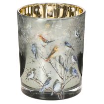 Artikel Lysestage med fugle, vinterdesign, blank, 12 cm