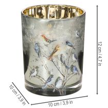 Artikel Lysestage med fugle, vinterdesign, blank, 12 cm