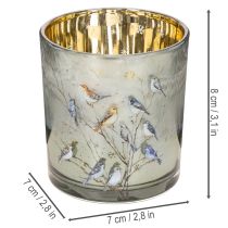 Artikel Glasfyrfadsstage med fugle- og snefnugmotiv, 8 cm, 2 stk.