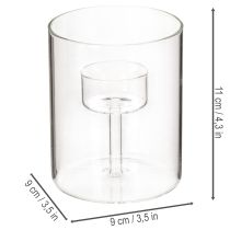Artikel Glaslanterne med hævet fyrfadsstage 11 cm