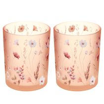 Artikel Dekorativ glaslanterne med blomstermotiv til stilfulde boligtilbehør, 12,5 cm, 2 stk.