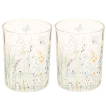 Artikel Dekorativ glaslanterne med sommerfuglemotiv til stilfulde boligtilbehør, 18 cm, 2 stk.