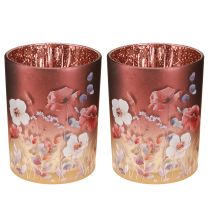 Artikel Dekorativ glaslanterne med blomsterdesign til elegante boligtilbehør, 12,5 cm, 2 stk.