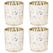 Artikel Dekorativ glaslanterne med sommerfugledesign til stilfulde boligtilbehør, 8 cm, 4 stk.