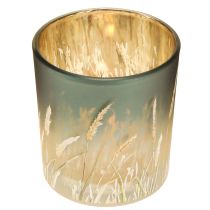 Artikel Dekorativ glaslanterne med græsdesign til atmosfæriske rumdetaljer, blå, 8 cm, 4 stk.