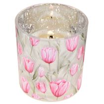 Artikel Dekorativ glaslanterne med tulipandesign til forårsindretning i hjemmet, 8 cm, 4 stk.
