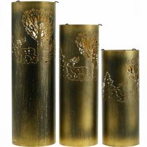 Artikel Vintage lysestage metalhjort 30/38,5/45 cm sæt med 3