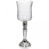 Lanterne glas lysglas antik look klar, sølv Ø11,5cm H34,5cm