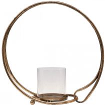Artikel Lanterne metal lysestage gyldent glas Ø33cm