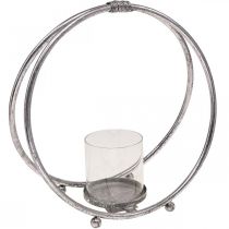 Artikel Lanterne metal lysestage sølv glas Ø33cm