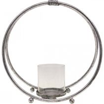 Artikel Lanterne metal lysestage sølv glas Ø33cm